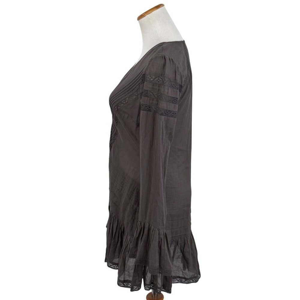 NWOT Free People Lace Tunic Mini Dress | Charcoal Whimsigoth Boho Grunge Fairy S - Picture 7 of 16